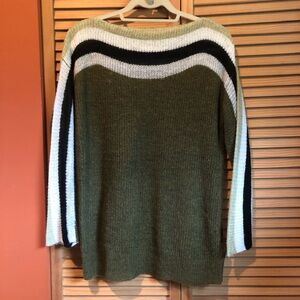 Olive Green Striped Sweater